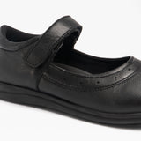 Roamers ELSA Girls Leather Touch Fasten Mary Jane Shoes Black