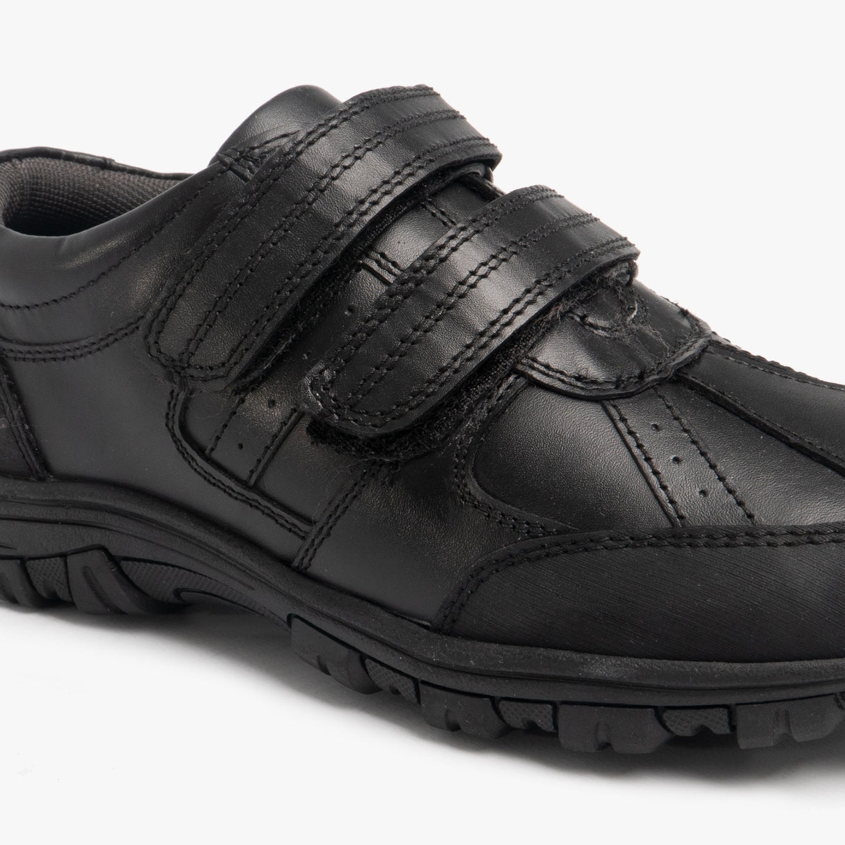 Roamers WILFRED Boys Black Leather Touch Fasten Shoes