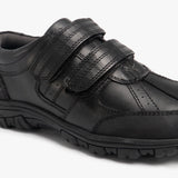 Roamers WILFRED Boys Black Leather Touch Fasten Shoes