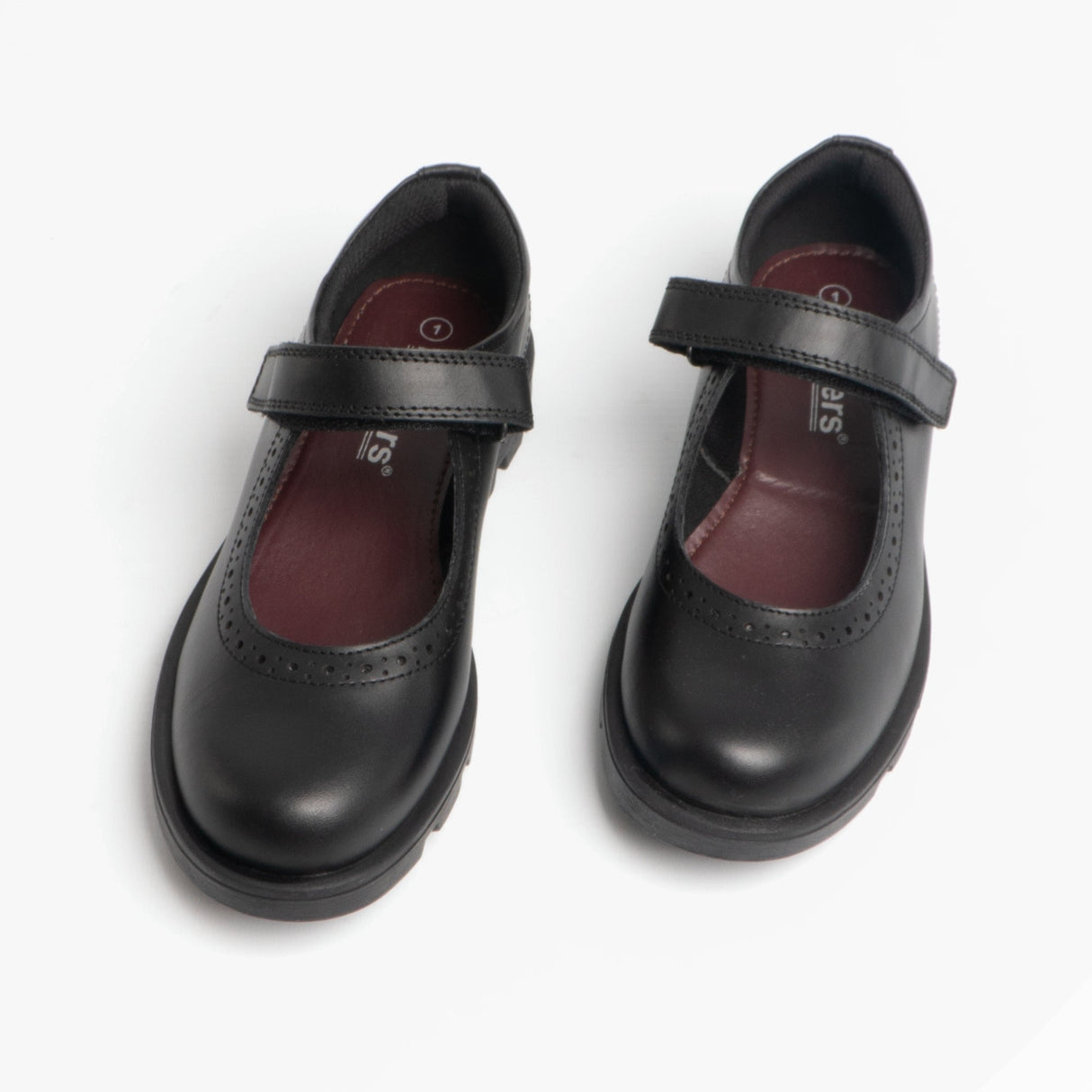 Roamers SABINA Girls Leather Touch Fasten Mary Jane Shoes Black