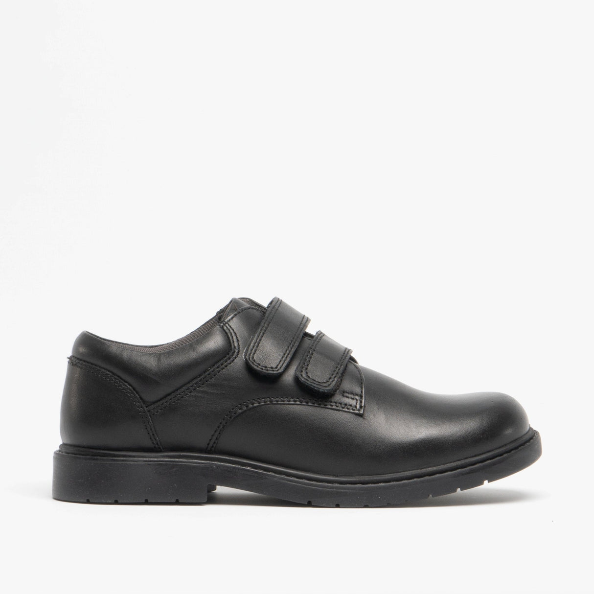 CHARLES Boys Leather Touch Fasten Shoes Black