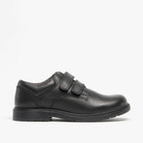 CHARLES Boys Leather Touch Fasten Shoes Black