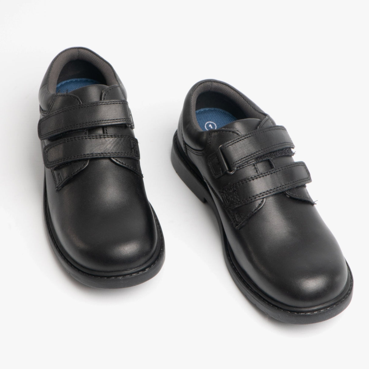 CHARLES Boys Leather Touch Fasten Shoes Black