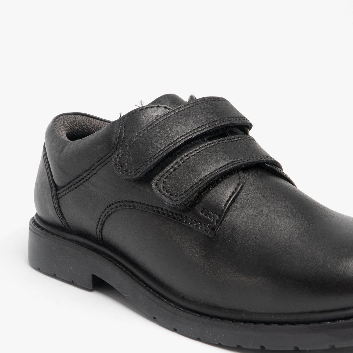 CHARLES Boys Leather Touch Fasten Shoes Black