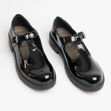 GEOX CASEY Girls School Shoes Patent Black