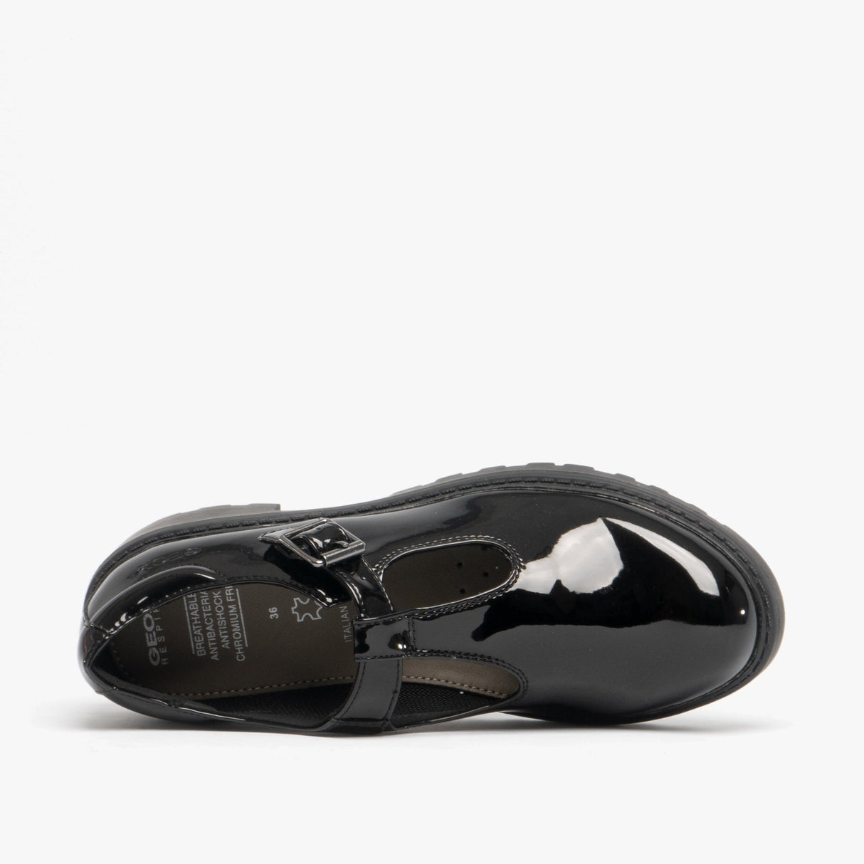 GEOX CASEY Girls School Shoes Patent Black