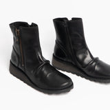 Fly London MON944FLY Womens Leather Wedge Ankle Boots Black