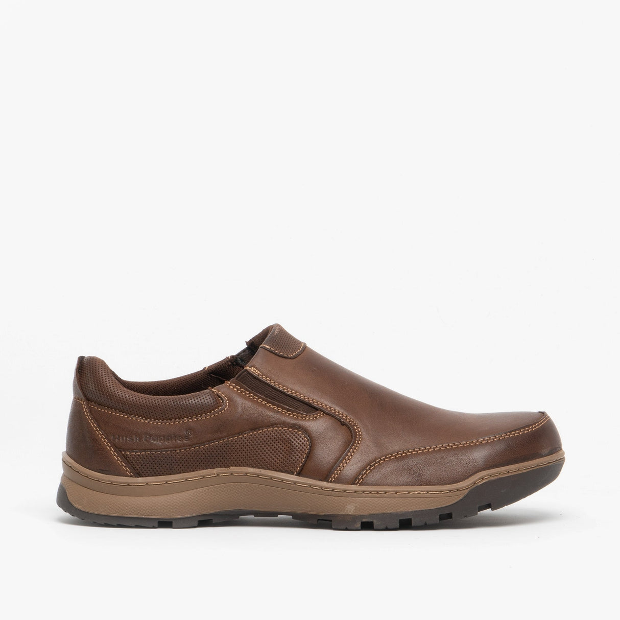 Hush Puppies JASPER Mens Leather Slip On Shoes Brown