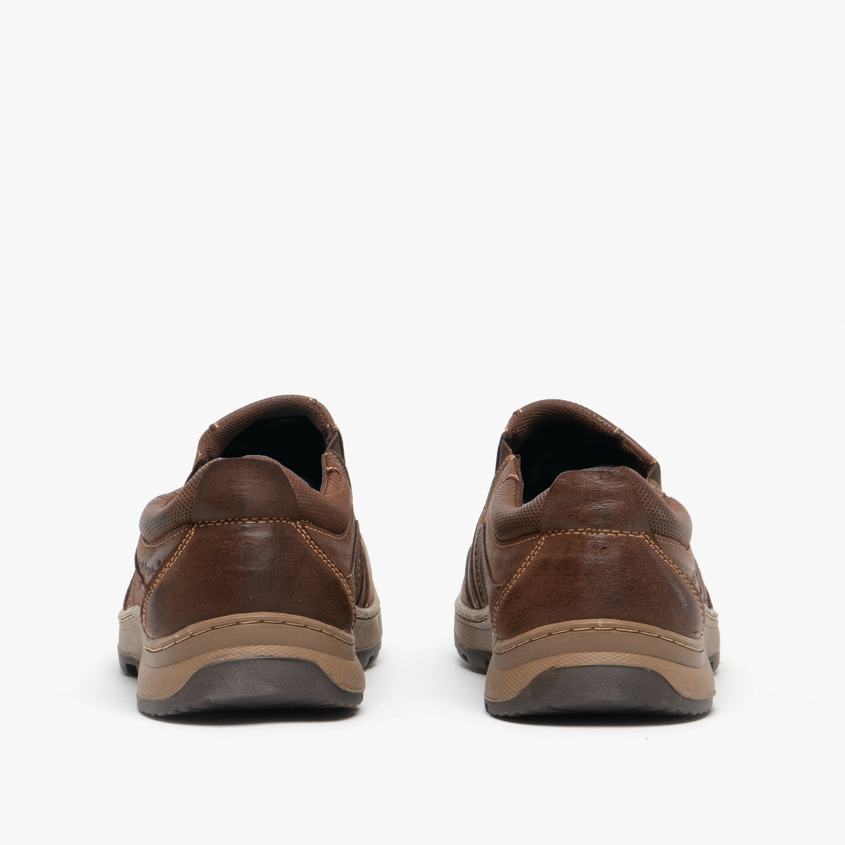 Hush Puppies JASPER Mens Leather Slip On Shoes Brown