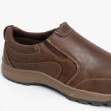 Hush Puppies JASPER Mens Leather Slip On Shoes Brown