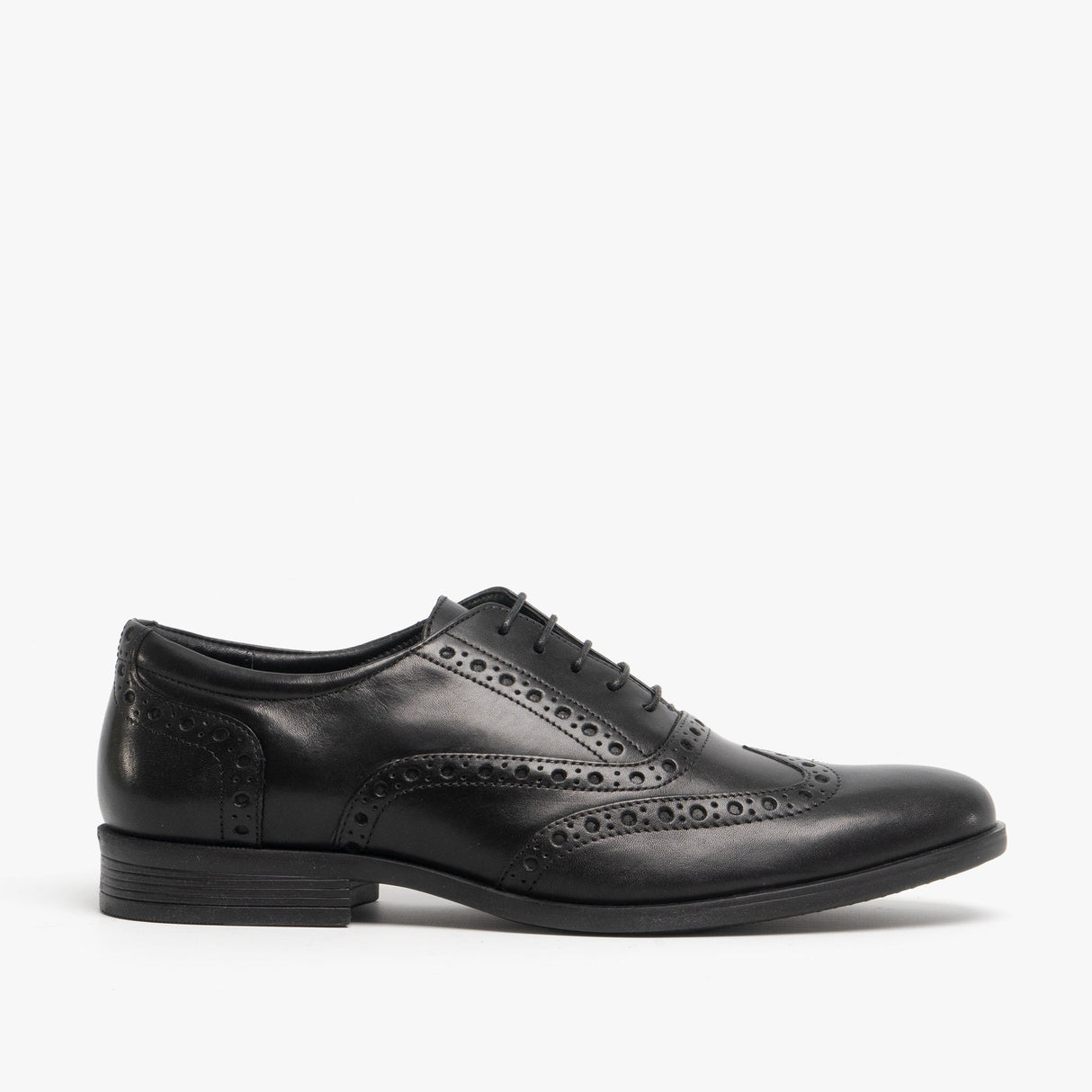 Hush Puppies OAKEN Mens Leather Brogue Shoes Black