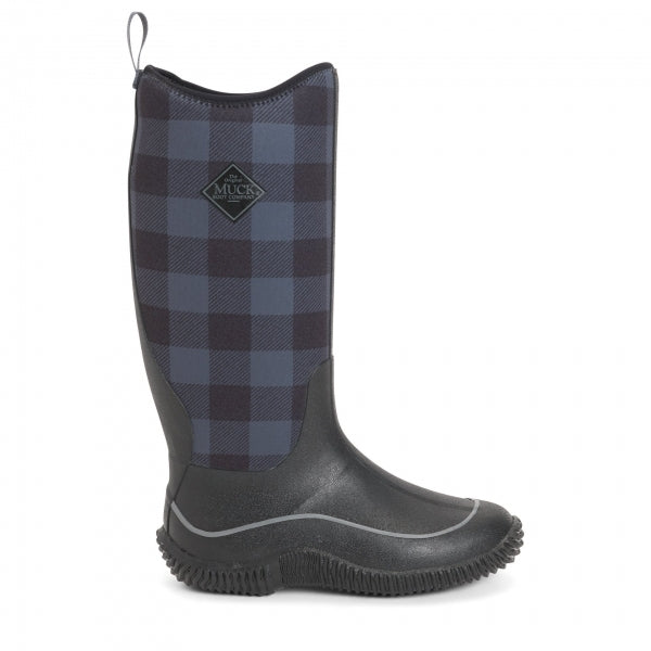 Muck Boots HALE Womens Rubber Wellington Boots Black/Grey Plaid