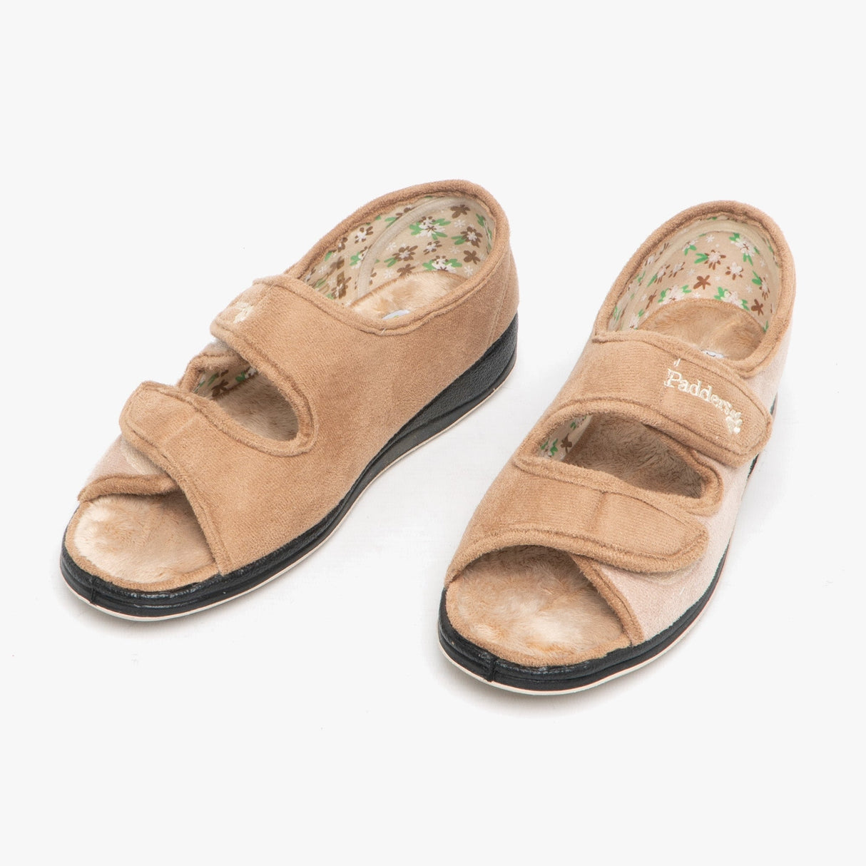 Padders LYDIA Womens (2E Fit) Touch Fasten Slippers Taupe