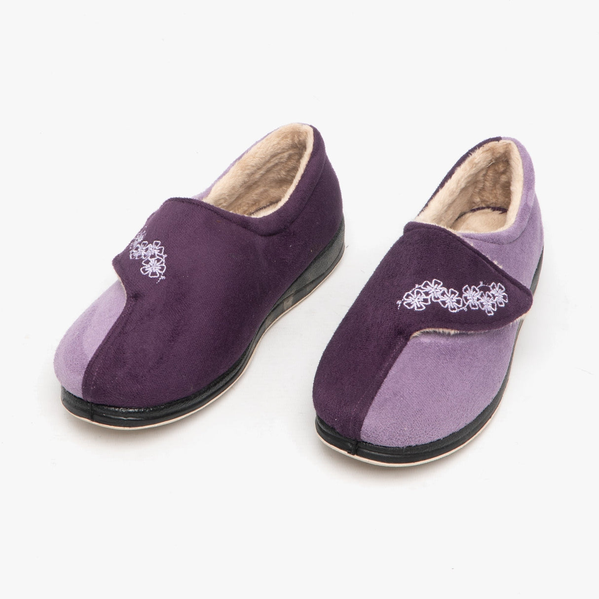 Padders HUG Womens (2E Fit) Touch Fasten Slippers Purple/Lavender