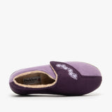 Padders HUG Womens (2E Fit) Touch Fasten Slippers Purple/Lavender