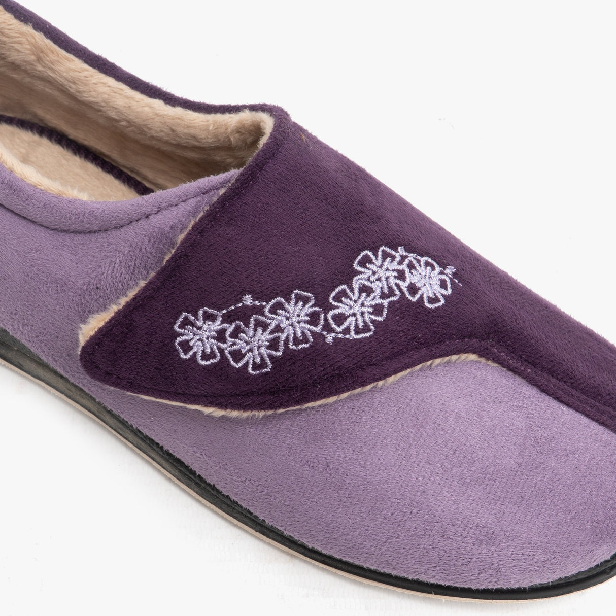 Padders HUG Womens (2E Fit) Touch Fasten Slippers Purple/Lavender