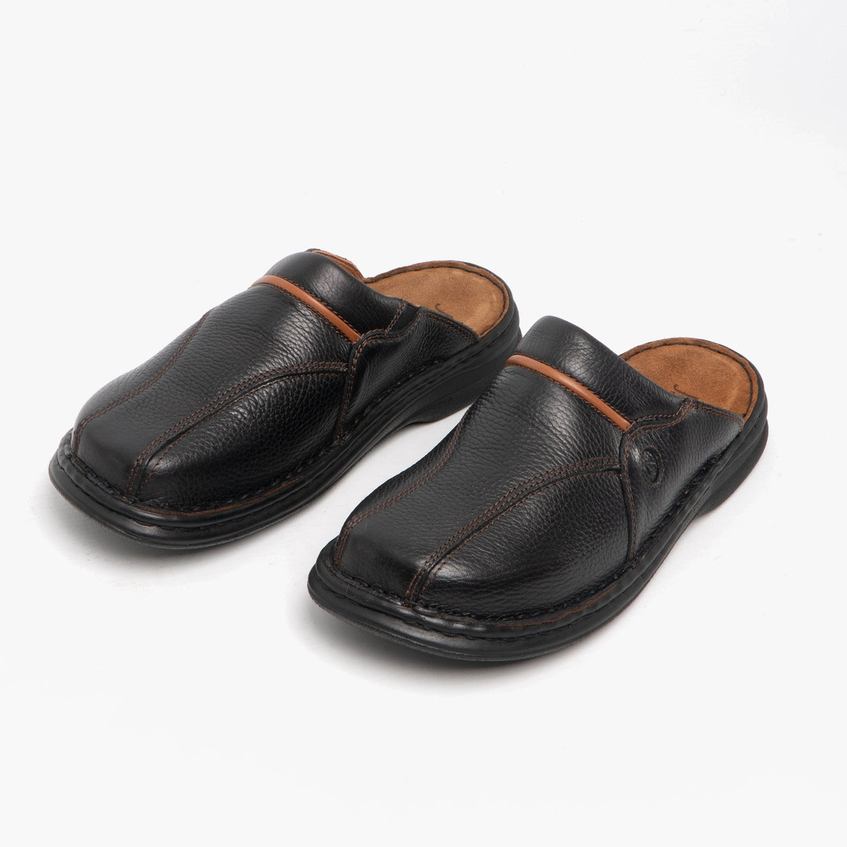 Josef Seibel KLAUS Mens Leather Mules Black/Cognac