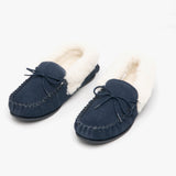 Mokkers EMILY Womens Moccasin Slippers Navy