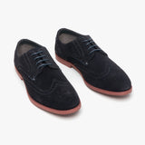 Silver Street London HOBART Mens Suede Brogue Shoes Navy