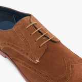 Silver Street London HOBART Mens Suede Brogue Shoes Tan