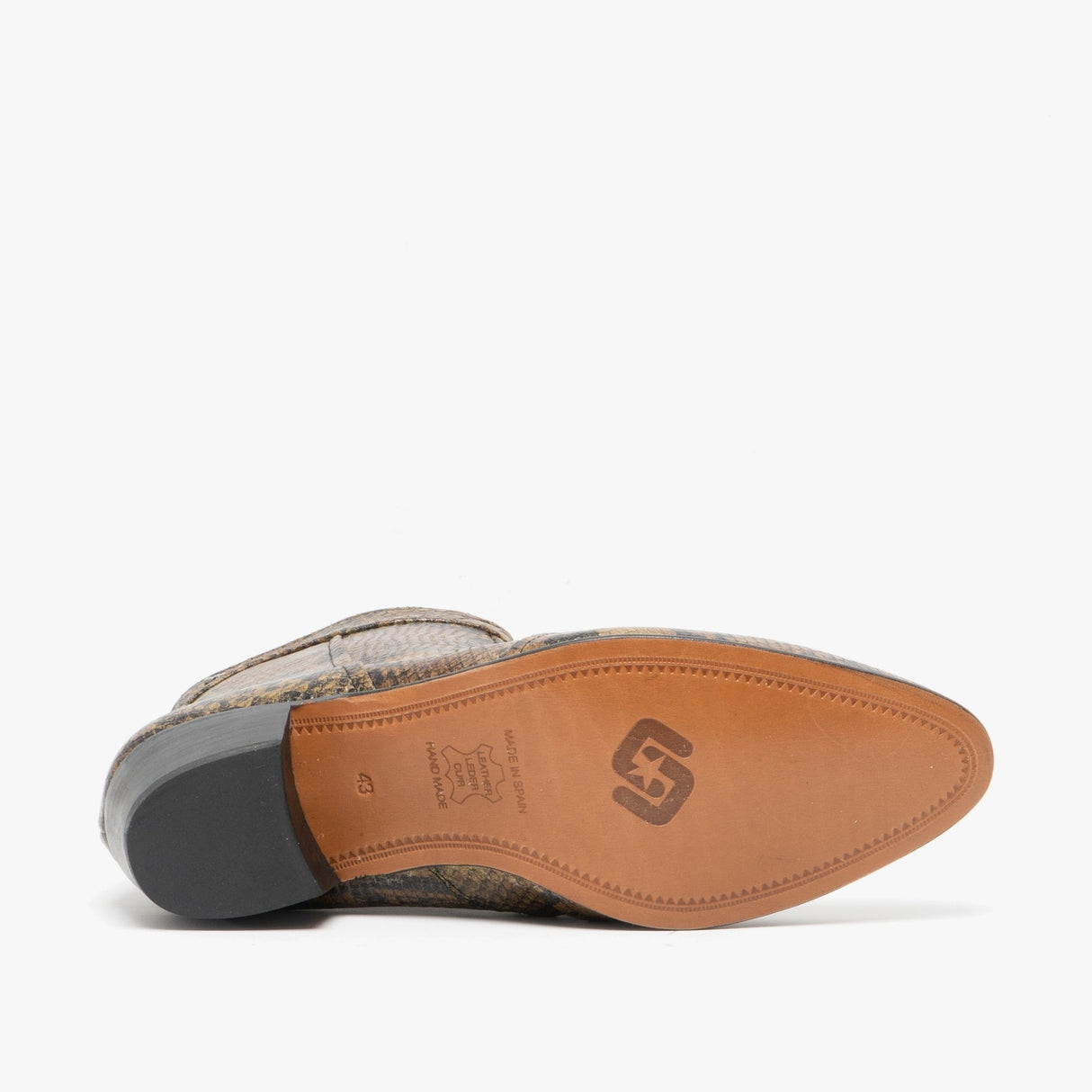 Club Cubano EMMANUEL Mens Snakeprint Leather Cuban Heel Boots Musgo