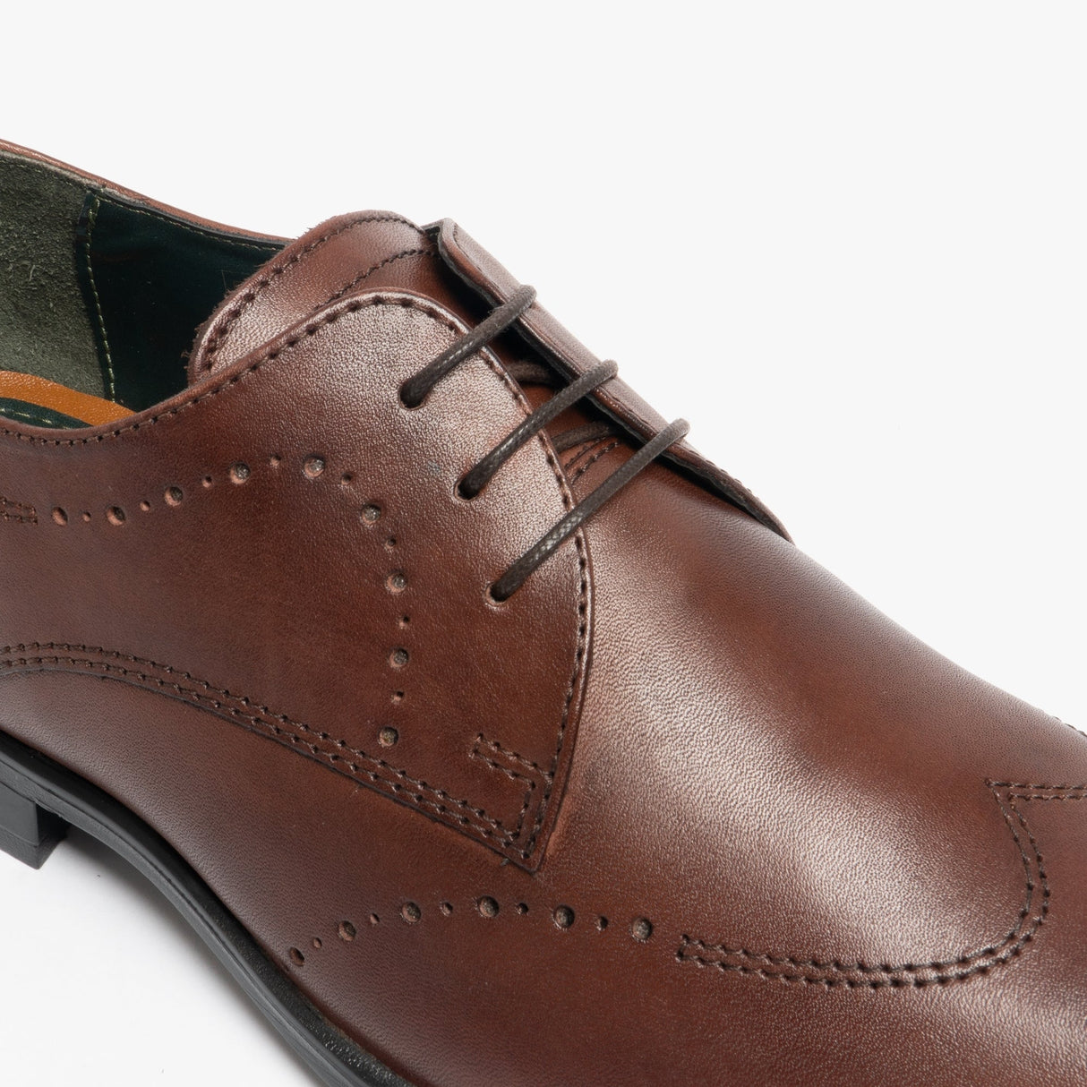 Silver Street London MORTIMER Mens Leather Chisel Toe Semi Brogues Chocolate Brown