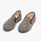 Zedzzz KEITH Mens Textured Knit Full Slippers Brown