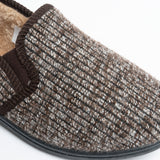 Zedzzz KEITH Mens Textured Knit Full Slippers Brown