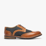 Roamers ARNOLD Mens Leather/Nubuck Brogue Oxford Shoe Dark Tan/Navy