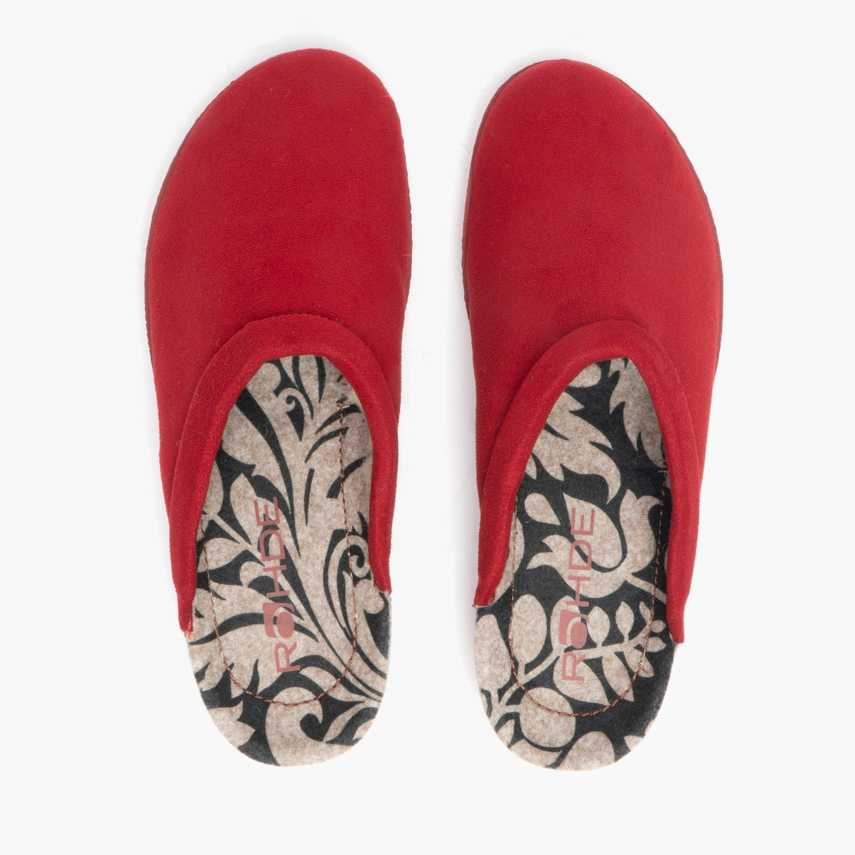 Rohde 2291 Womens Slip On Mule Slippers Cherry Red