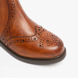 Roamers JOHNNY Boys Leather Brogue Chelsea Boots Tan