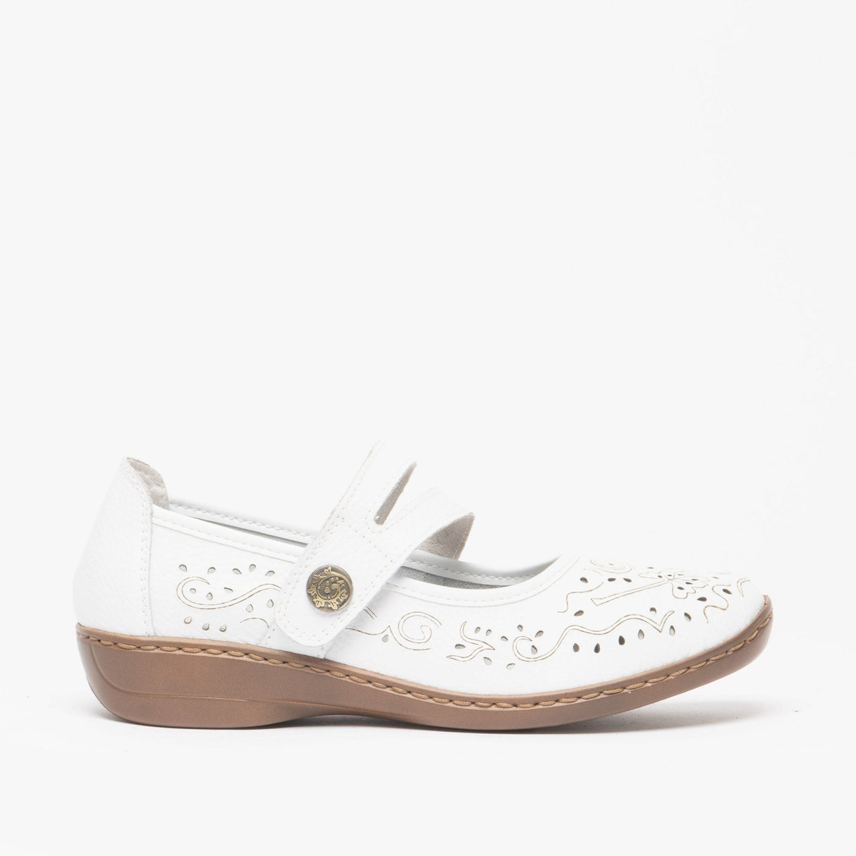 Boulevard CHARLOTTE Womens Leather Mary Jane Shoes White