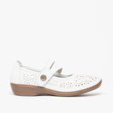 Boulevard CHARLOTTE Womens Leather Mary Jane Shoes White