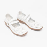Boulevard CHARLOTTE Womens Leather Mary Jane Shoes White