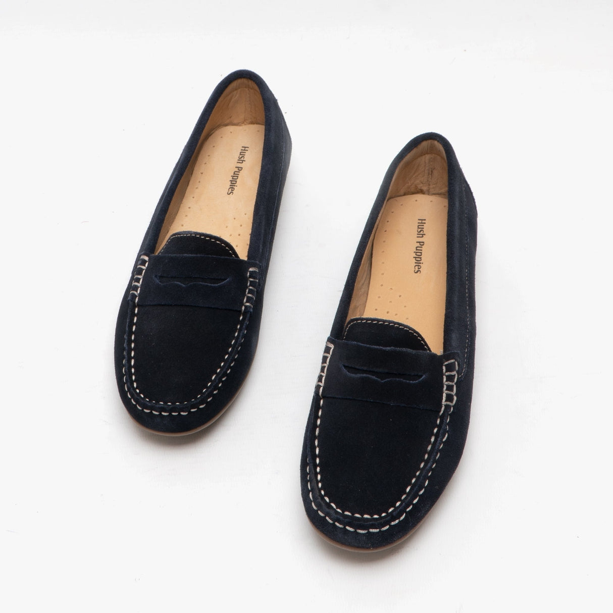 Hush Puppies MARGOT Womens Suede Loafers Navy
