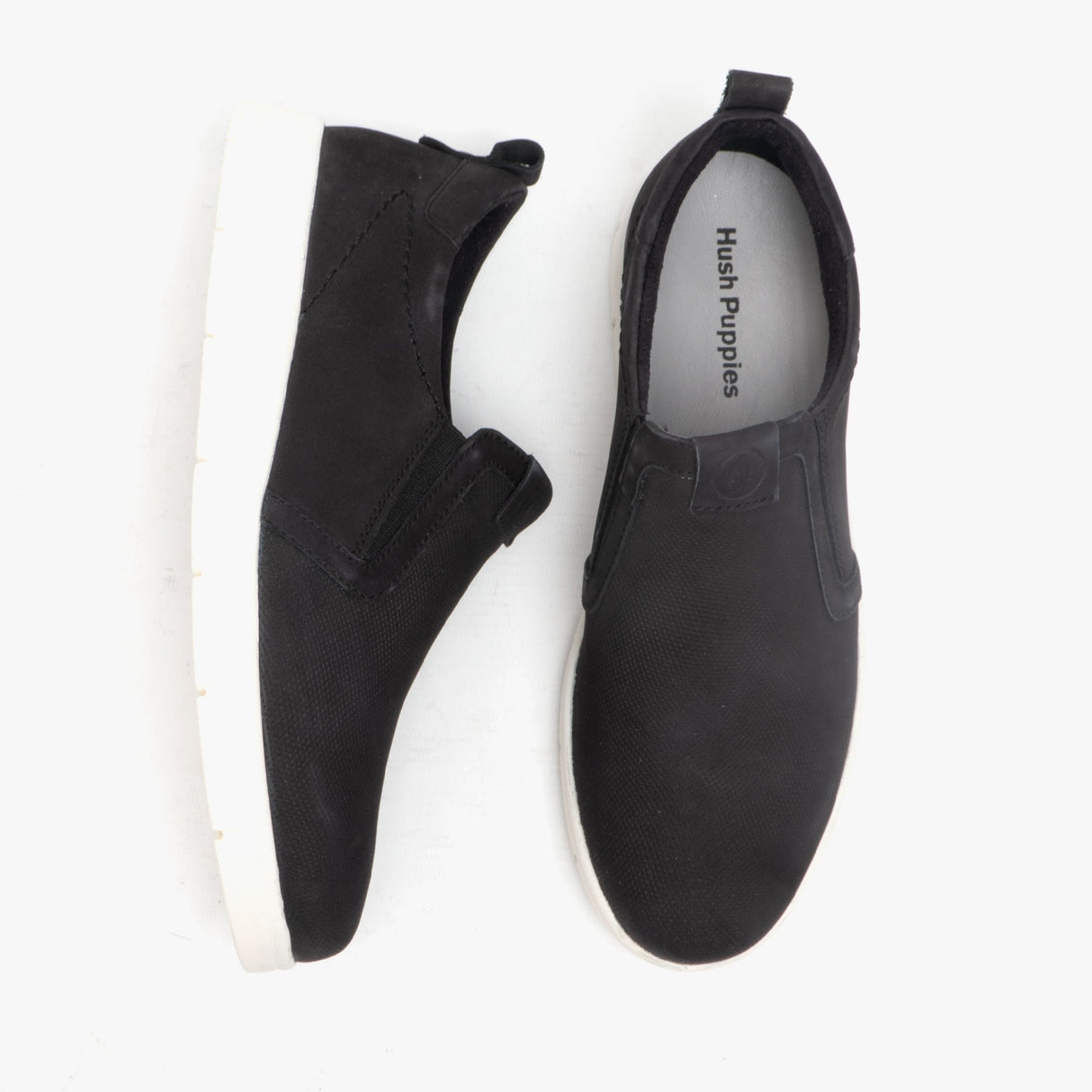 Hush Puppies LUMI Womens Nubuck Slip On Shoes Black