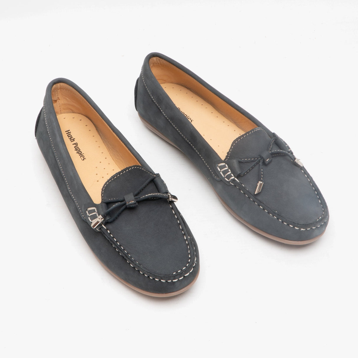 Hush Puppies MAGGIE Womens Nubuck Loafers Navy