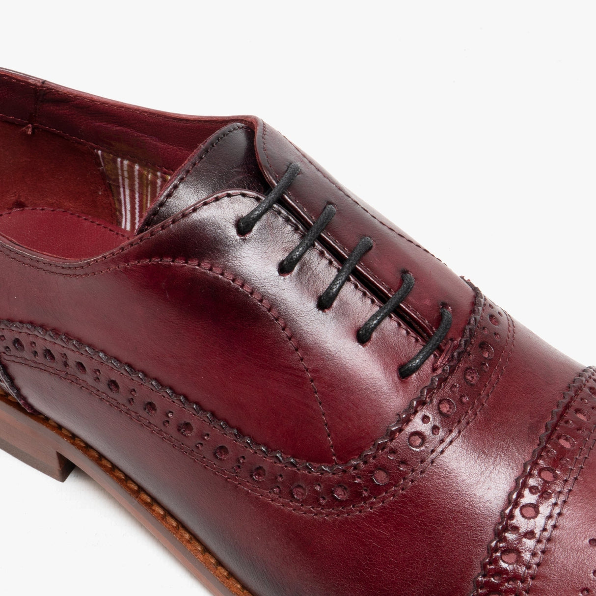 Base London CAST Mens Leather Brogue Shoes Bordo