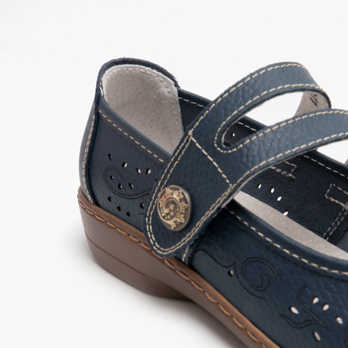 Boulevard CHARLOTTE Womens Leather Mary Jane Shoes Blue