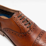 Roamers TREVOR Mens Leather Capped Brogue Shoes Tan