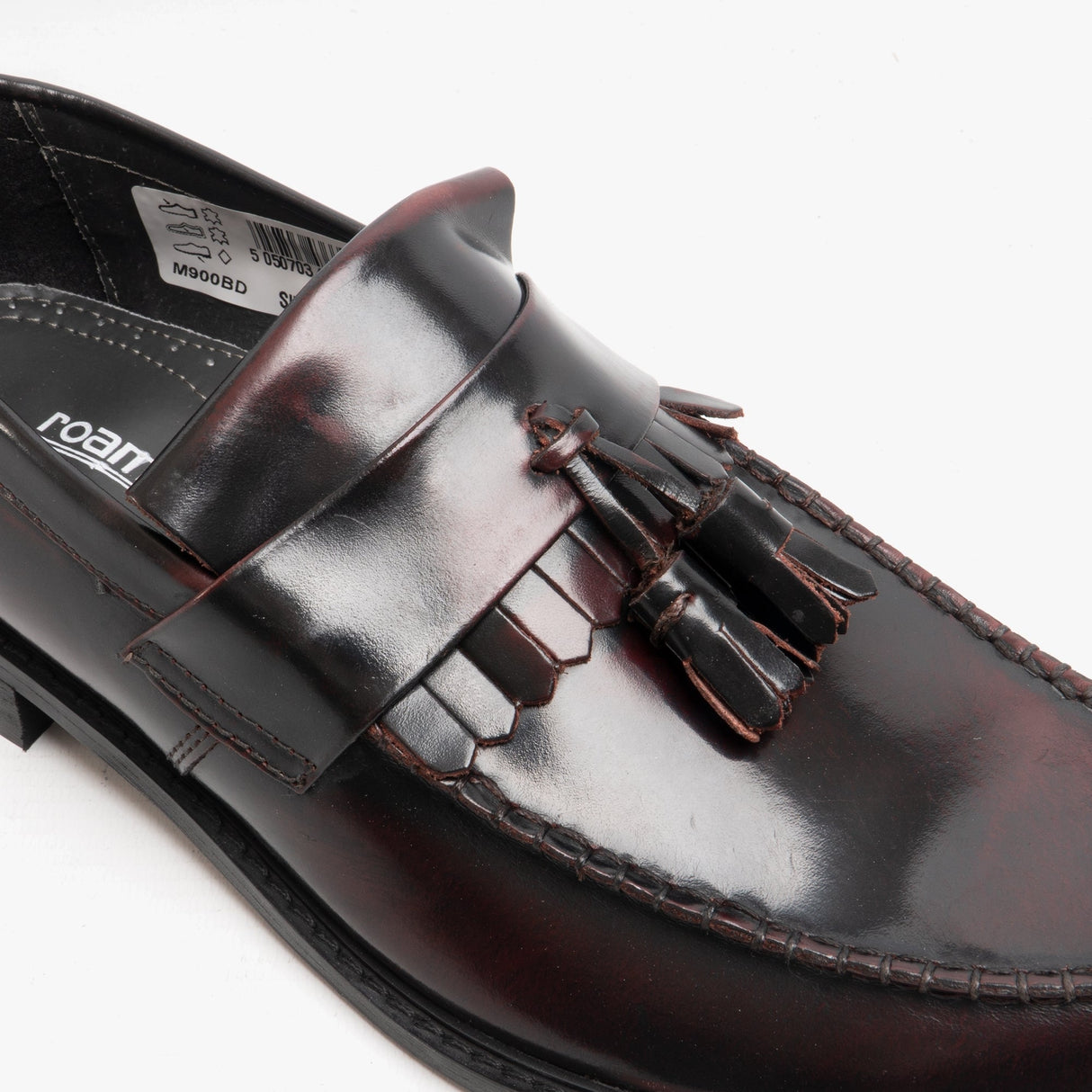 Roamers RUDEBOYZ Mens Polished Leather Tassel Loafers Oxblood