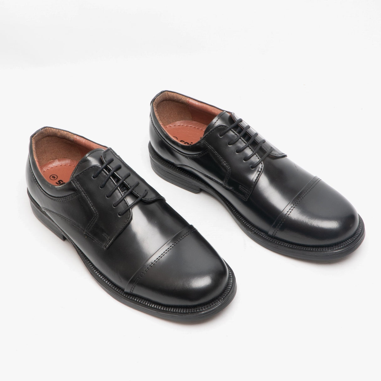 Scimitar HARLAN Mens Leather Lace Up Cap Gibson Shoes Black