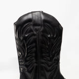 Woodland KANSAS Mens Calf Length Leather Cowboy Boots Black