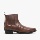 Woodland NEBRASKA Mens Leather Cowboy Boots Distressed Brown