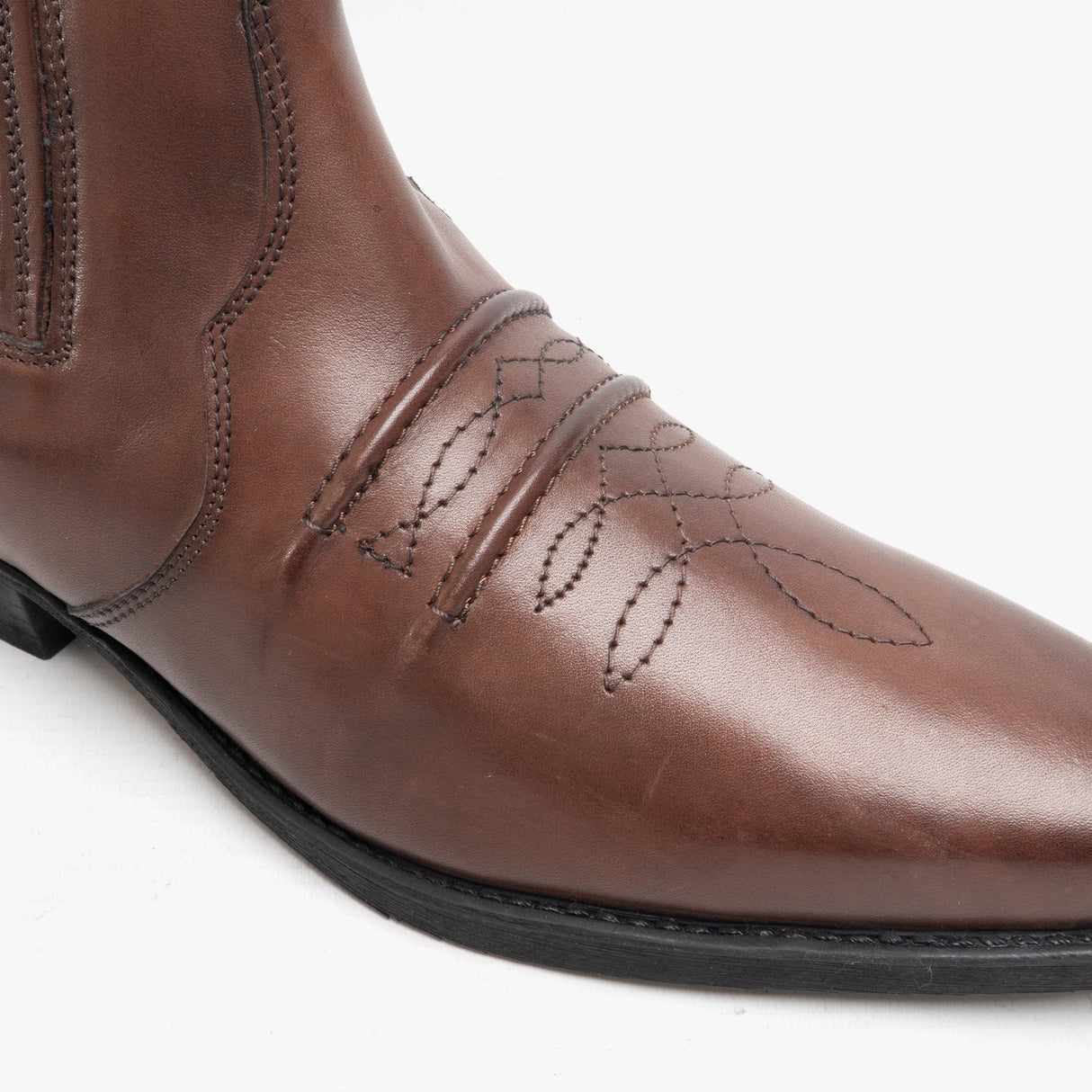 Woodland NEBRASKA Mens Leather Cowboy Boots Distressed Brown