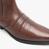 Woodland NEBRASKA Mens Leather Cowboy Boots Distressed Brown