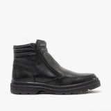 Roamers CALLUM Mens Twin Zip Leather Warm Ankle Boots Black