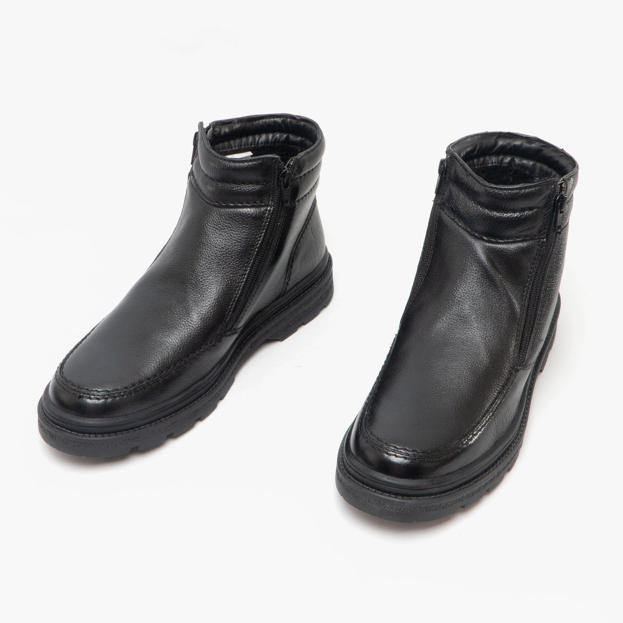 Roamers CALLUM Mens Twin Zip Leather Warm Ankle Boots Black