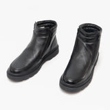 Roamers CALLUM Mens Twin Zip Leather Warm Ankle Boots Black