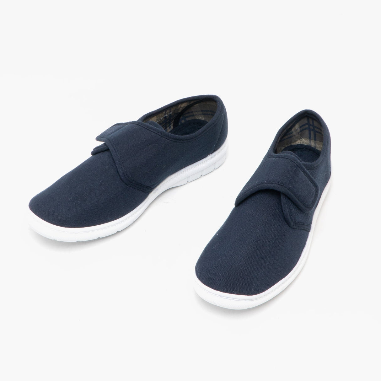 Scimitar ELIOT Mens Padded Casual Velcro Shoes Navy Blue Denim